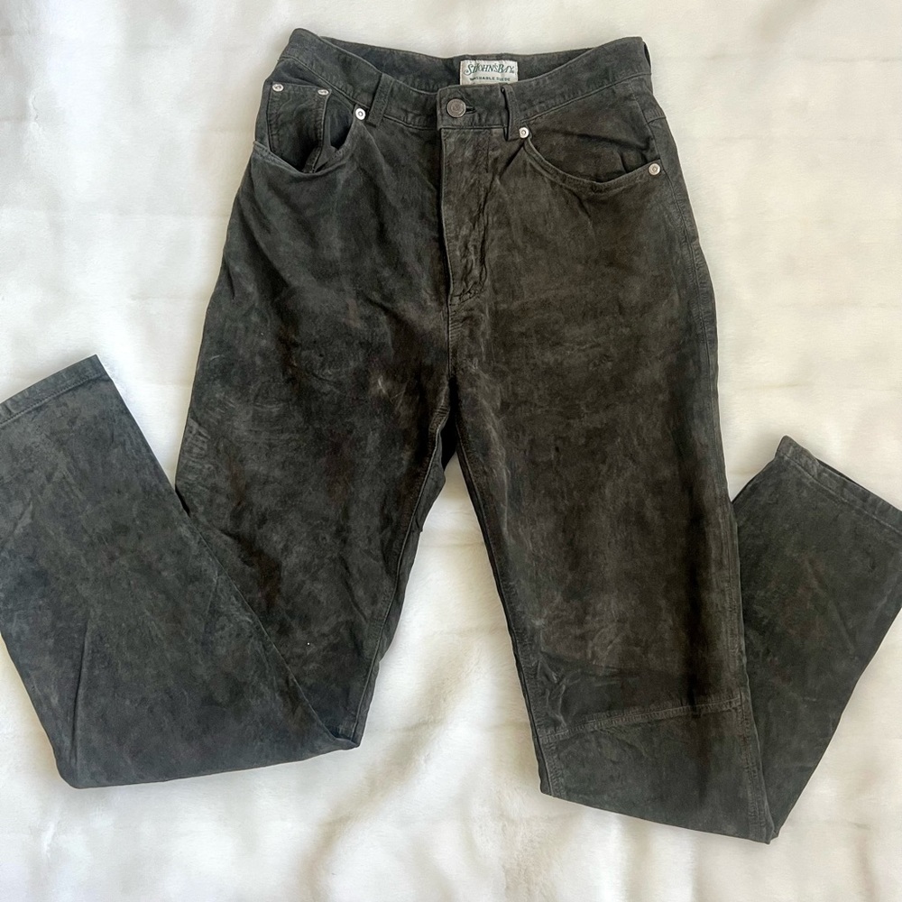 Saint John’s Bay Dark Green 1990’s Suede High Rise Vintage Straight Leg Pants